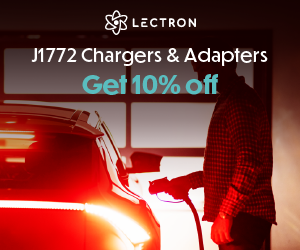 Lectron chargers and adapters ad showing night charging scene